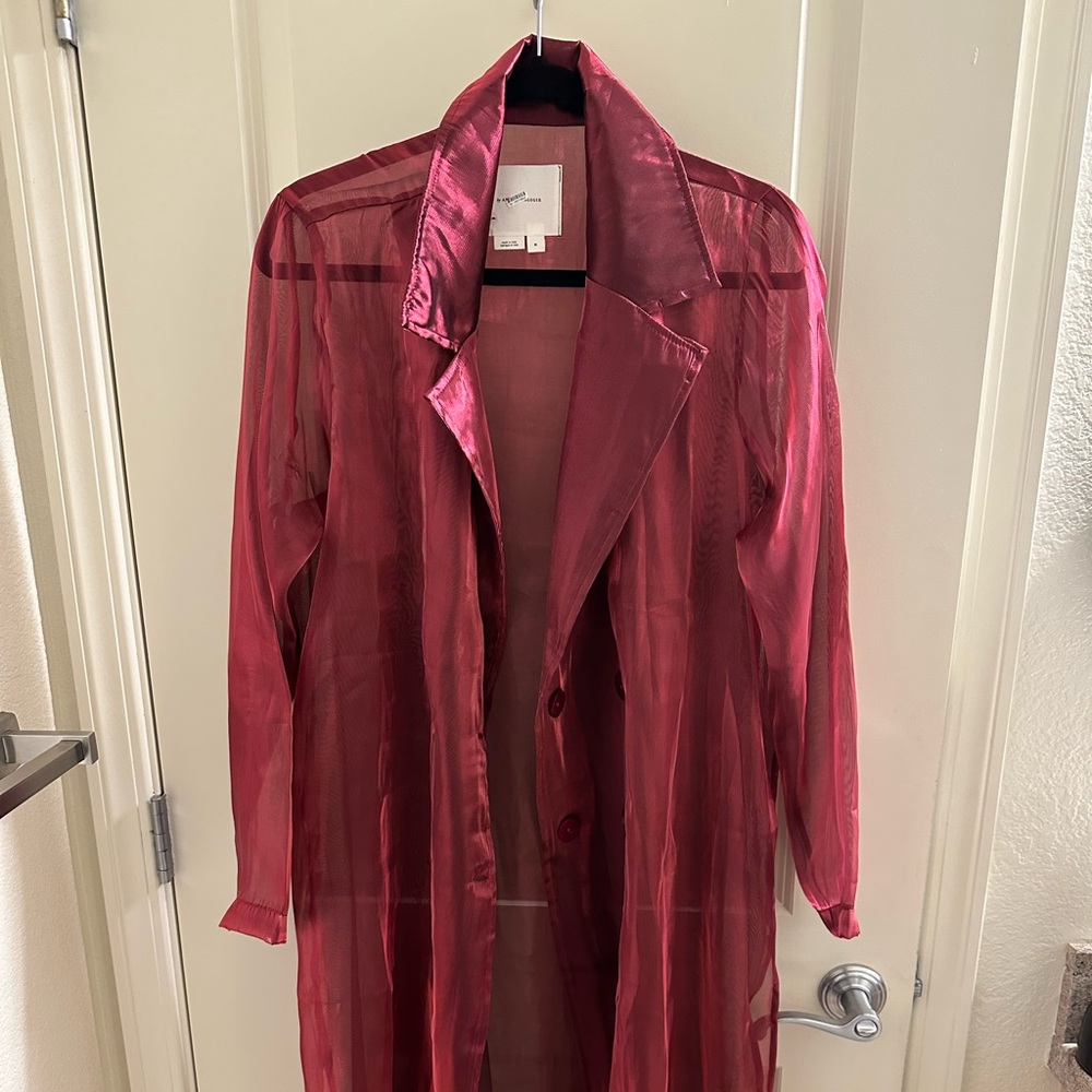 Anthropologie Fuchsia Sheer Trench Coat